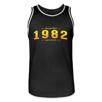 Genial seit 1982 Geburtsjahr - Jahrgang 43. - Männer Basketball-Trikot - Schwarz/Weiß - Vorne - AI Model Male 185 dark (185cm)