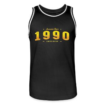 Génial Depuis 1990 Année de naissance - Millésime 35ème - Maillot de basket Homme - noir/blanc - Devant - AI Model Male 185 dark (185cm)