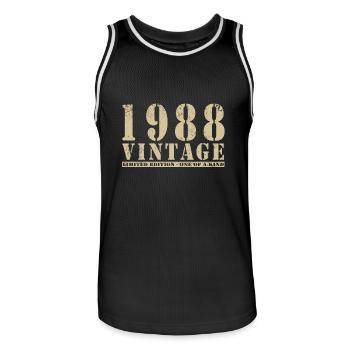 Original 1988 Vintage Vintage anniversaire rétro - Maillot de basket Homme - noir/blanc - Devant - AI Model Male 185 dark (185cm)