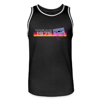 Vintage Music & Nostalgic Birthday - Vintage - Men's Basketball Jersey - black/white - Front - AI Model Male 185 dark (185cm)