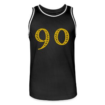 90. 90 YEARS. 90TH ANNIVERSARY. 90TH ANNIVERSARY. - Men's Basketball Jersey - black/white - Front - AI Model Male 185 dark (185cm)