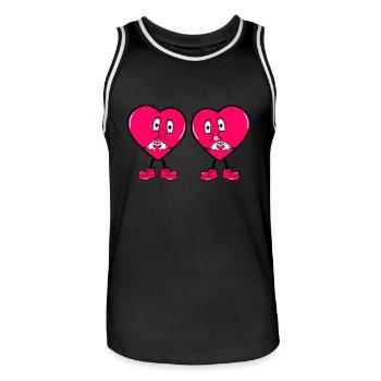 Amour des cœurs comiques - Maillot de basket Homme - noir/blanc - Devant - AI Model Male 185 dark (185cm)