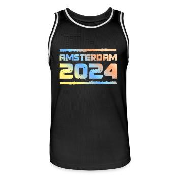 Amsterdam 2024 Colorful - Men's Basketball Jersey - black/white - Front - AI Model Male 185 dark (185cm)