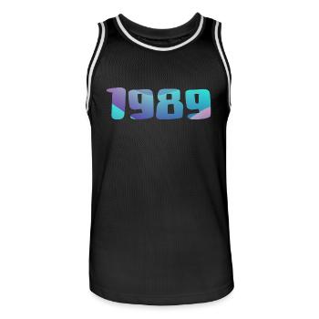1989 Birthday Gift Vintage 1989 Retro 1989 - Men's Basketball Jersey - black/white - Front - AI Model Male 185 dark (185cm)