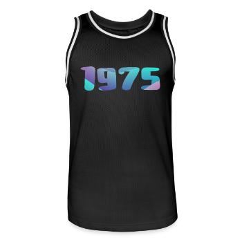 1975 Geburtstagsgeschenk Jahrgang 1975 Retro 1975 - Männer Basketball-Trikot - Schwarz/Weiß - Vorne - AI Model Male 185 dark (185cm)