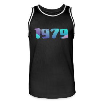 1979 Geburtstagsgeschenk Vintage 1979 Retro 1979 - Männer Basketball-Trikot - Schwarz/Weiß - Vorne - AI Model Male 185 dark (185cm)