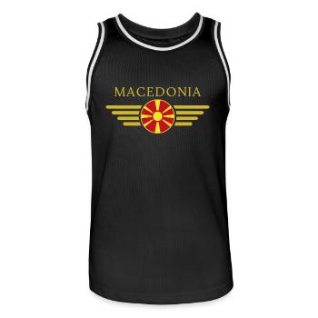 J’aime la Macédoine, T-shirt design de style élégance - Maillot de basket Homme - noir/blanc - Devant - AI Model Male 185 dark (185cm)