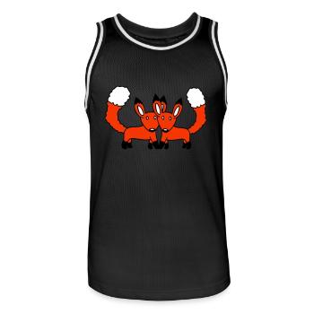 2 Füchse Paar Verliebt Zwei Freunde Liebe Team Süß - Männer Basketball-Trikot - Schwarz/Weiß - Vorne - AI Model Male 185 dark (185cm)