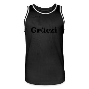 Grüezi - Schweiz - Switzerland - Swiss - Suisse - Maillot de basket Homme - noir/blanc - Devant - AI Model Male 185 dark (185cm)