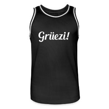 Grüezi - Schweiz - Switzerland - Swiss - Suisse - Men's Basketball Jersey - black/white - Front - AI Model Male 185 dark (185cm)