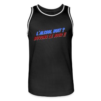 humour alcool - Maillot de basket Homme - noir/blanc - Devant - AI Model Male 185 dark (185cm)
