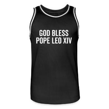 God Bless Pope Leo XIV - Men's Basketball Jersey - black/white - Front - AI Model Male 185 dark (185cm)