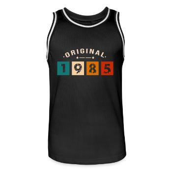 Original 1985 Vintage - Présent D’anniversaire 198 - Maillot de basket Homme - noir/blanc - Devant - AI Model Male 185 dark (185cm)