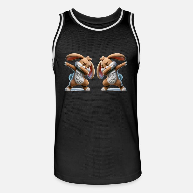 Rabbit Dabbing Comic 2 - Men's Basketball Jersey - black/white