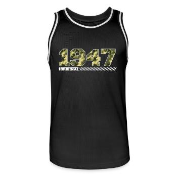 Cadeau Anniversaire 1947 Vintage 1947 Armée - Maillot de basket Homme - noir/blanc - Devant - AI Model Male 185 dark (185cm)