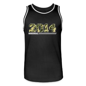2014 Cadeau Anniversaire Vintage 2014 Armée - Maillot de basket Homme - noir/blanc - Devant - AI Model Male 185 dark (185cm)