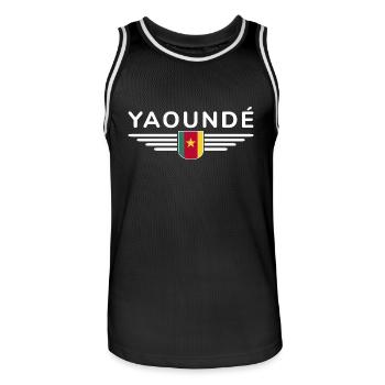 Yaoundé Design – Proud of Cameroon's Capital - Men's Basketball Jersey - black/white - Front - AI Model Male 185 dark (185cm)