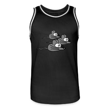 3 souris famille enfant maman papa parents trois amis - Maillot de basket Homme - noir/blanc - Devant - AI Model Male 185 dark (185cm)