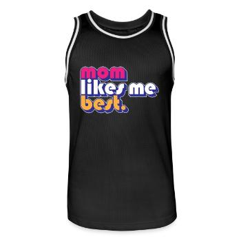 Maman m’aime le mieux L’enfant préféré de maman Drôle - Maillot de basket Homme - noir/blanc - Devant - AI Model Male 185 dark (185cm)