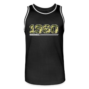 Cadeau d’anniversaire des années 1960 Vintage Armée des années 1960 - Maillot de basket Homme - noir/blanc - Devant - AI Model Male 185 dark (185cm)