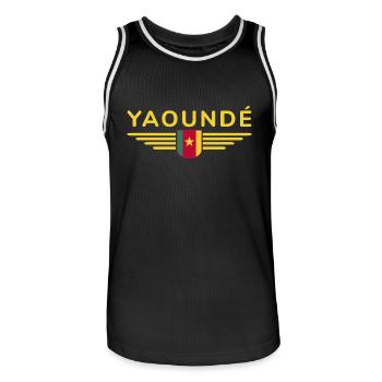 Yaoundé Design – Proud of Cameroon's Capital - Men's Basketball Jersey - black/white - Front - AI Model Male 185 dark (185cm)