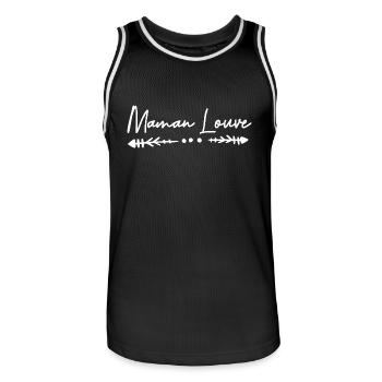maman louve mère fille famille amour loup - Maillot de basket Homme - noir/blanc - Devant - AI Model Male 185 dark (185cm)