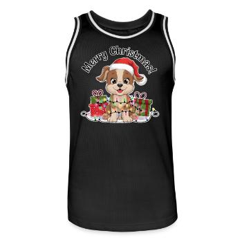 Dog Christmas Christmas Hat Merry Christmas - Men's Basketball Jersey - black/white - Front - AI Model Male 185 dark (185cm)