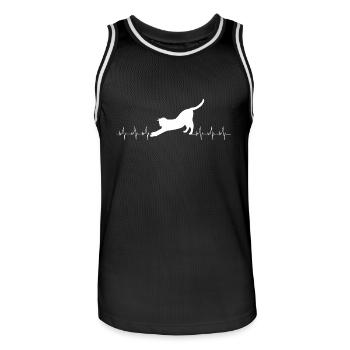 Herzschlag Katze - Männer Basketball-Trikot - Schwarz/Weiß - Vorne - AI Model Male 185 dark (185cm)