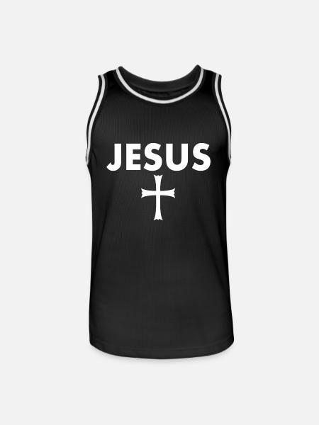Jesus cross - Men's Basketball Jersey - black/white