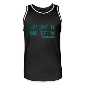Bonaire Coordinates - Koordinaten - Karibik - Männer Basketball-Trikot - Schwarz/Weiß - Vorne - AI Model Male 185 dark (185cm)