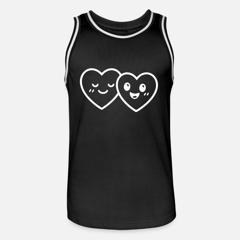 Coeurs Couple Amour - Maillot de basket Homme - noir/blanc
