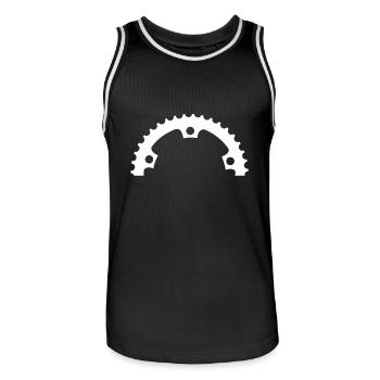 Kettenblatt frei weiss.png - Männer Basketball-Trikot - Schwarz/Weiß - Vorne - AI Model Male 185 dark (185cm)
