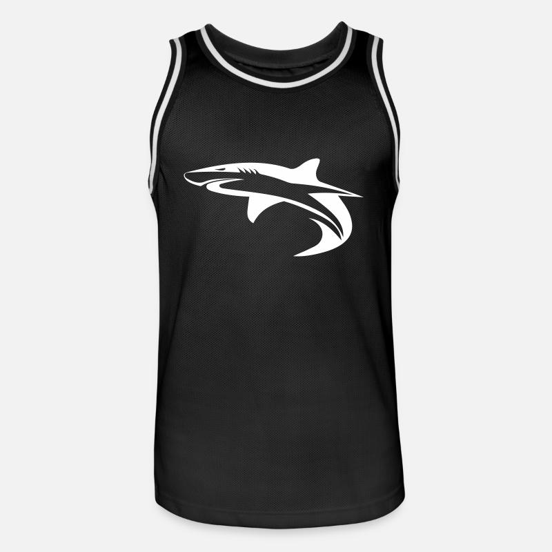 Shark - Vector Geometry Design - Men's Basketball Jersey - black/white