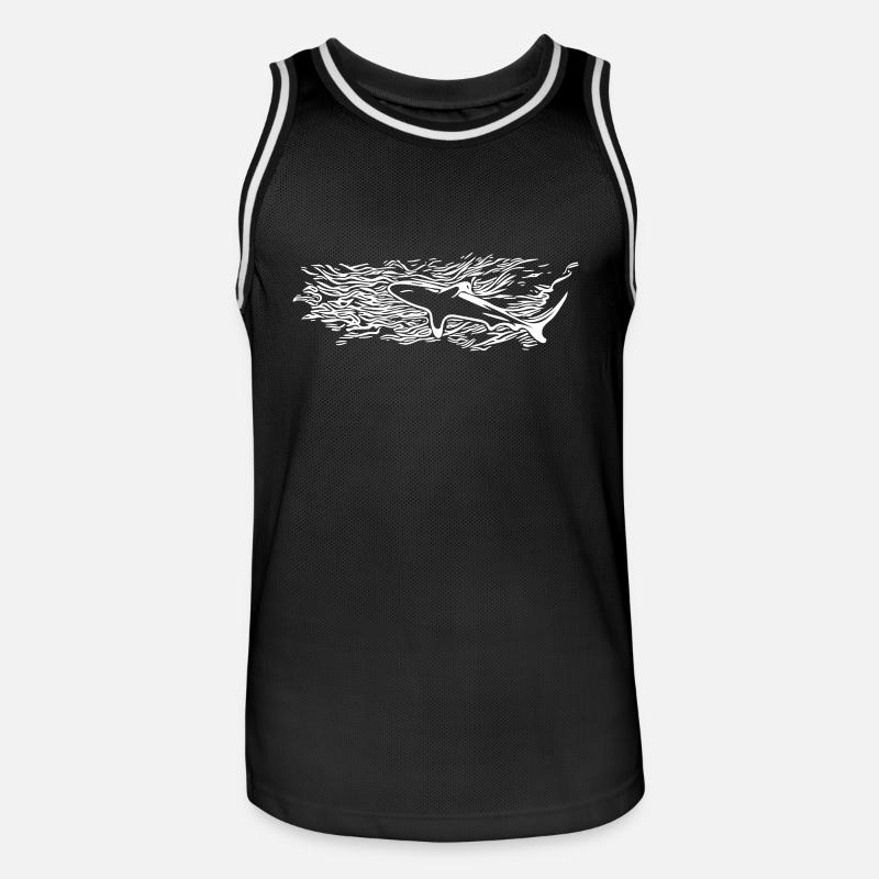 Silhouette de surface de requin - Maillot de basket Homme - noir/blanc