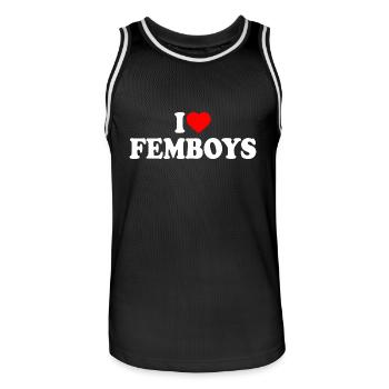 I love femboys - Men's Basketball Jersey - black/white - Front - AI Model Male 185 dark (185cm)