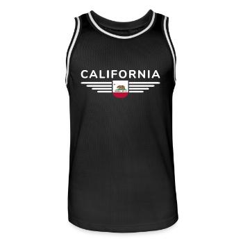 Kalifornien Fan T-Shirt – Sonne & Style - Männer Basketball-Trikot - Schwarz/Weiß - Vorne - AI Model Male 185 dark (185cm)