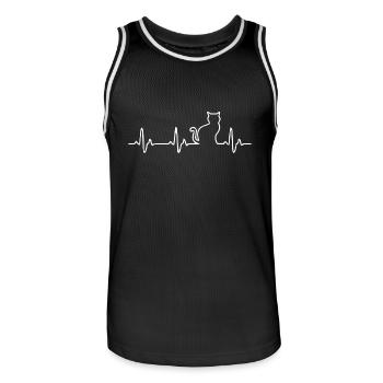 Cat Katzen Herzschlag - Männer Basketball-Trikot - Schwarz/Weiß - Vorne - AI Model Male 185 dark (185cm)