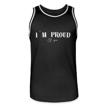 Ich bin stolz auf Dich - Vater Sohn Tochter - Männer Basketball-Trikot - Schwarz/Weiß - Vorne - AI Model Male 185 dark (185cm)