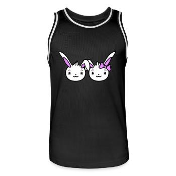 2 Lapins Deux Petite Amie Amour Couple Amoureux Mignon - Maillot de basket Homme - noir/blanc - Devant - AI Model Male 185 dark (185cm)