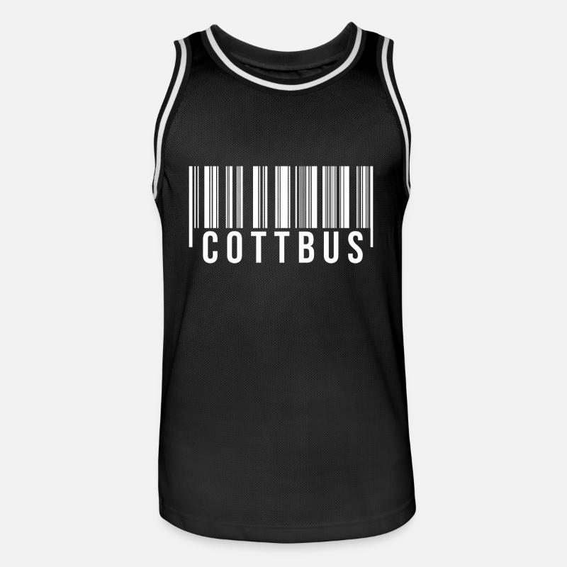 Cottbus Strichcode - Männer Basketball-Trikot - Schwarz/Weiß