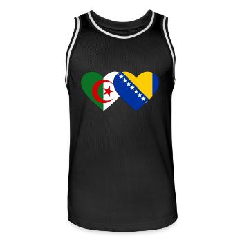 Algérie Bosnie Drapeau Coeur - Maillot de basket Homme - noir/blanc - Devant - AI Model Male 185 dark (185cm)