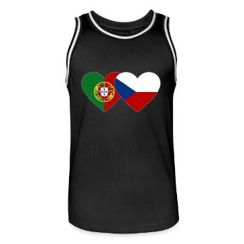 Portugal Czech Republic Flag Heart - Men's Basketball Jersey - black/white - Front - AI Model Male 185 dark (185cm)
