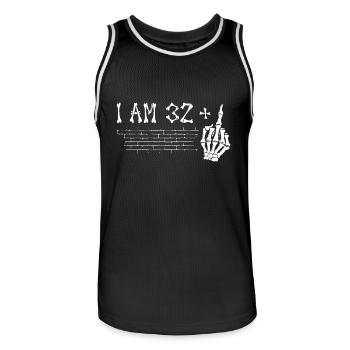 I Am 32 Plus Middle Finger - 33rd Birthday - Men's Basketball Jersey - black/white - Front - AI Model Male 185 dark (185cm)