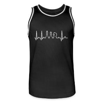 Chess Heartbeat Checkmate Board Game Player Gift - Men's Basketball Jersey - black/white - Front - AI Model Male 185 dark (185cm)