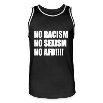 no racism no sexism no afd - Männer Basketball-Trikot - Schwarz/Weiß - Vorne - AI Model Male 185 dark (185cm)