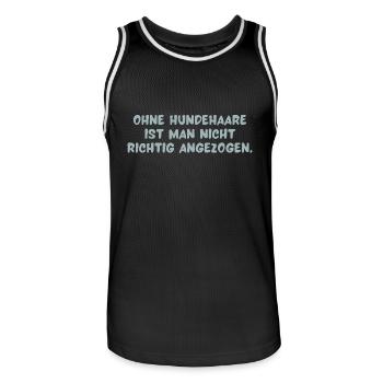 Statement Leben mit Hund = Leben mit Haaren - Männer Basketball-Trikot - Schwarz/Weiß - Vorne - AI Model Male 185 dark (185cm)