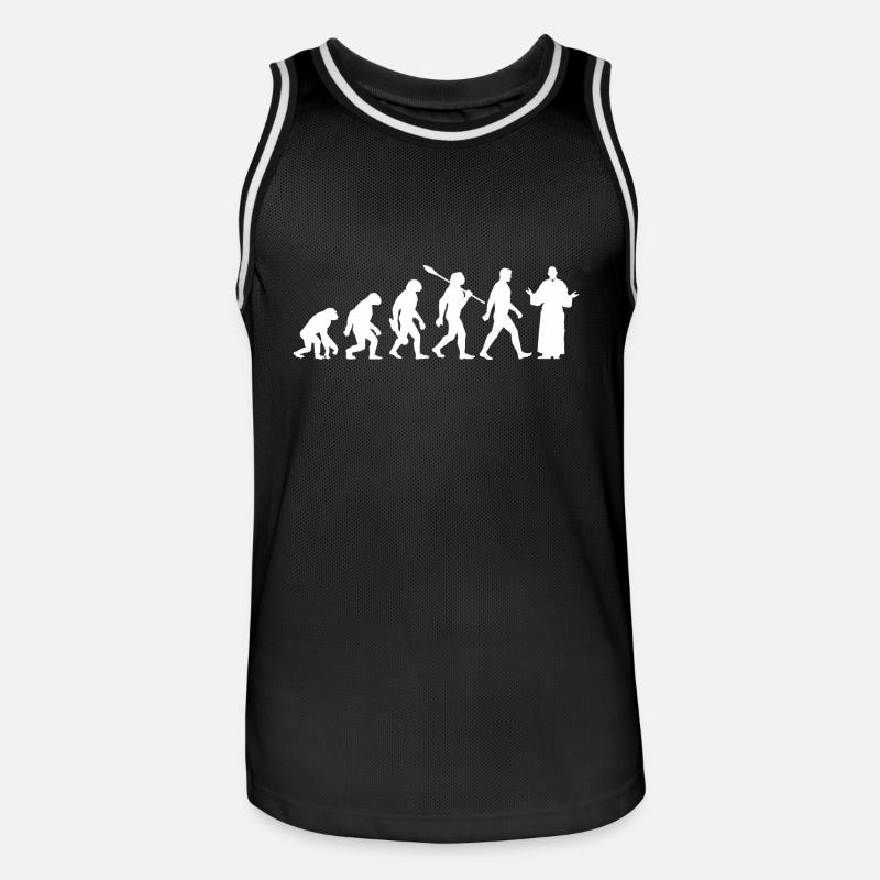 Evolution - Pfarrer - Kirche - Religion - Männer Basketball-Trikot - Schwarz/Weiß