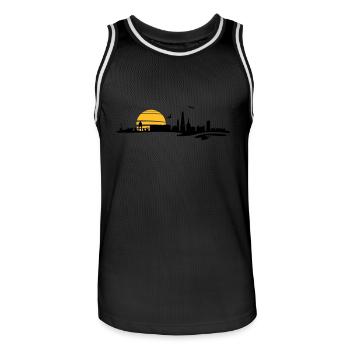 Skyline - Borkum - Männer Basketball-Trikot - Schwarz/Weiß - Vorne - AI Model Male 185 dark (185cm)