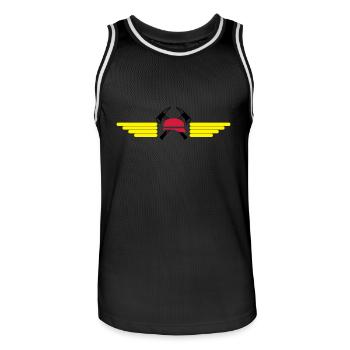 Fire helmet, ax and Wings - Men's Basketball Jersey - black/white - Front - AI Model Male 185 dark (185cm)