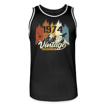 Birthday Gift born in December 1974 - Men's Basketball Jersey - black/white - Front - AI Model Male 185 dark (185cm)